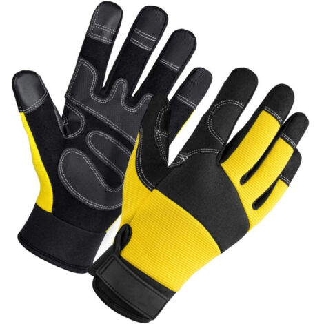 Gants forestiers (scies à chaîne et outils de jardinage) gants de travail de jardin écran tactile respirant résistant à l\'usure et antidérapant gants de travail de chantier de jardinage laubau, jaune (1/5)