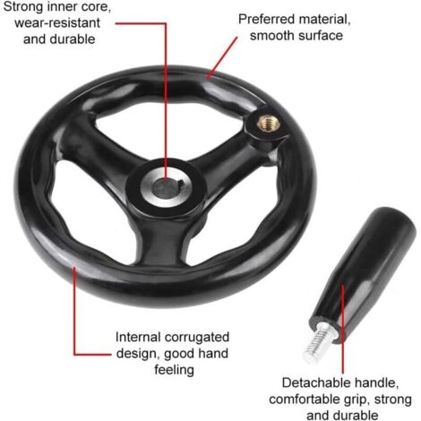 Volant à Main 100 Mm Avec Poignée - Roue 3 Rayons Pour Fraiseuse, Tour Et Machines-Outils