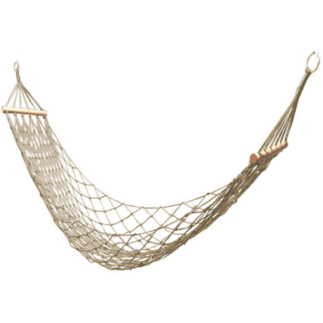 Galozzoit – Hamac en corde de coton 200x30cm – Charge maximale 120kg – Installation rapide avec cordes et mousquetons – Pour intérieur et extérieur (1/5)