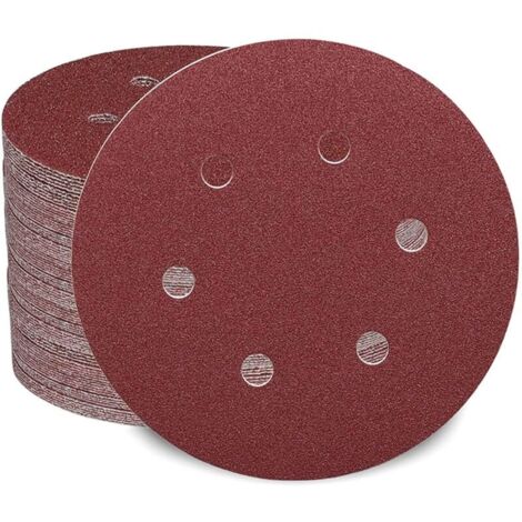 100 pièces Disque de Ponçage 150mm Grain 40/60/80/120/180/240/320/400/600/1000 Grains 6 trous Idéal pour Poncer/Polir/Dérouiller (1/5)