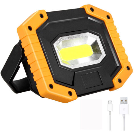 Projecteur LED Rechargeable 30W 2000LM Projecteur Chantier Lumière de 3 Modes Lanterne Portable Projecteur LED USB pour Camping, Chantier, Garage, Atelier(1pack) (1/5)