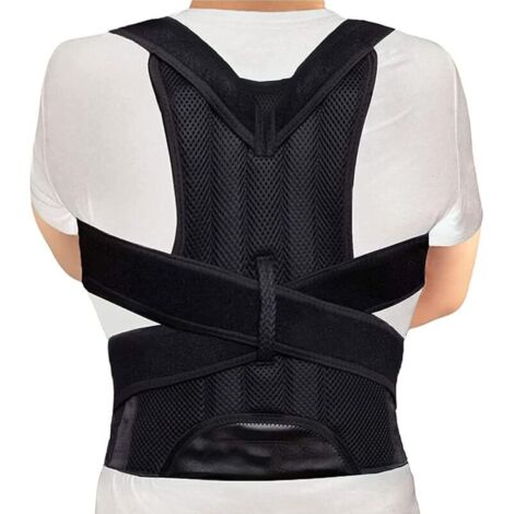 Correcteur de Posture pour Homme et Femme Soutien Lombaire Respirant et Réglable Offrant un Soulagement de la Douleur du dos et des épaules,Soutien dorsal,Sangle Correction de bosse (XXL, Noir)