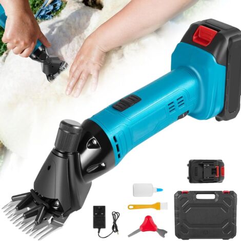 Clippers De Cisaillement De Moutons Sans Fil Électriques, Cisaillement Professionnel, Clipper De Cisaillement De Laine De Mouton De La Ferme 5500W, Lame En Acier Inoxydable, Avec 1Batteries, Vitesses