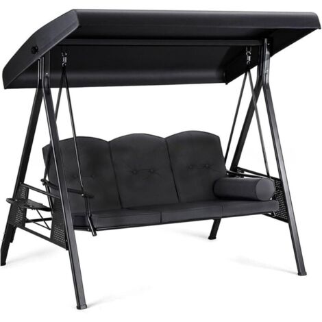 Applicable Auvent universel pour balancelle hollywoodienne - Imperméable - Protection contre la pluie et le soleil - Tissu Oxford 210/420D - Noir - Parasol d\'extérieur (210D)