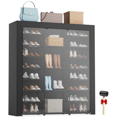 Étagère à chaussures haute 9 niveaux – Capacité 40 à 46 paires – Housse anti-poussière – Dimensions 127 x 30 x 140 cm – Support pour garage et chambre (1/5)