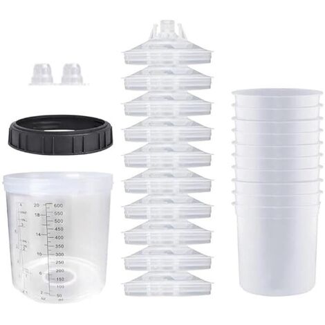 Gobelet De Pulvérisateur,Gobelet Jetable Pour Pistolet à Peinture HVLP, Système De Gobelets Avec Insert Et Capuchon 20 Oz (600 ml)