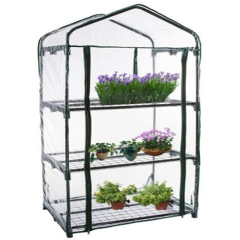 Housse de rechange pour mini serre à 3 niveaux en PVC renforcé - Transparente et imperméable - Sans cadre en fer (1/5)