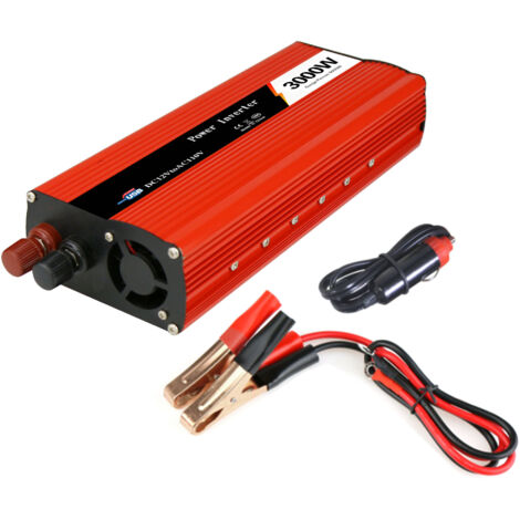 Onduleur 3000W 24V vers 230V avec 2 prises USB – Protection contre surcharges et courts-circuits – Pour voyages et utilisation automobile