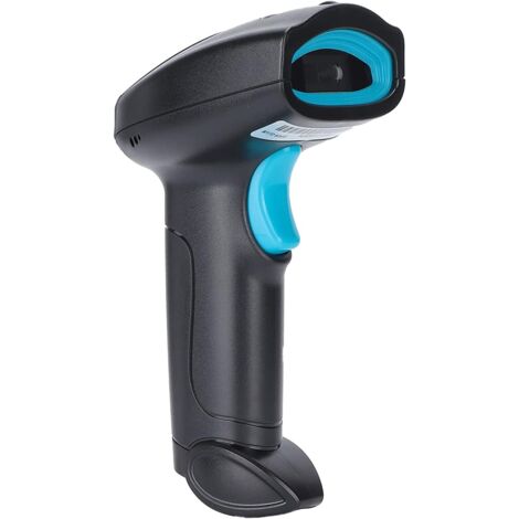 Lecteur de Code-Barres portatif Lecture à 360 ° IP54 étanche à la poussière Lecteur de Code QR sans Fil USB, indicateur sonore/LED, continu Environ 72 Heures (Color : Black Blue)