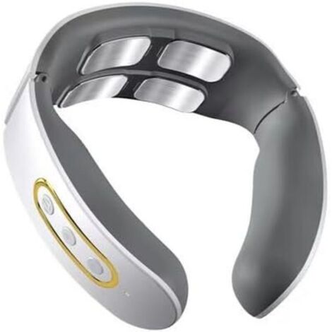 Masseur Cervical Électrique, 4 Têtes de Pétrissage, Chauffage et Impulsions Magnétiques TENS, Gris et Blanc