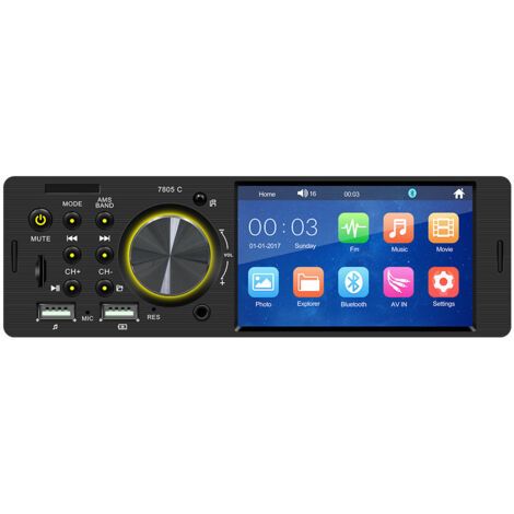 Autoradio Bluetooth,Lecteur stéréo de Voiture BT MP5 Simple Din de 4,1'' Récepteur Radio FM Prise en Charge de la Lecture TF/U-Disk Chargement USB Appels Mains Libres Inversion de l'image