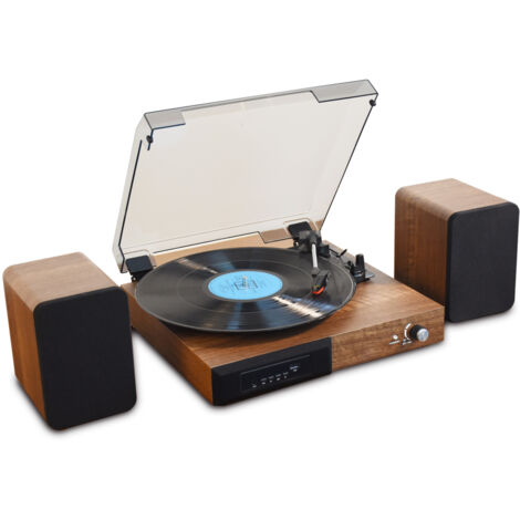 Platine vinyle avec haut-parleurs stéréo, platine vinyle Bluetooth, platine vinyle avec préamplificateur intégré, bras de lecture en S, 33/45 tr/min