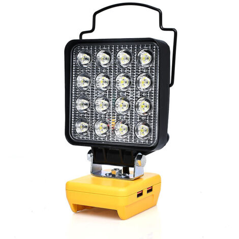 Projecteur portable LED sans fil 34W – 5000 lumens – Compatible batteries Dewalt 18V/20V – Chargeur USB intégré – Angle de rotation 110° - 5000Lm