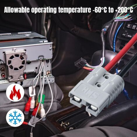 Set de connecteurs de batterie - 2 pièces 50A 600V Connexion rapide 50cm 10 AWG avec