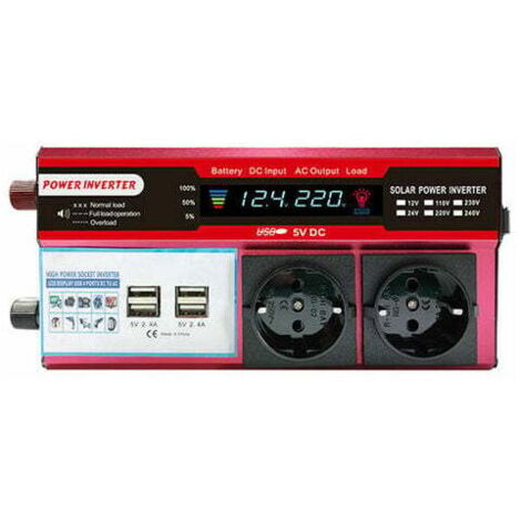 Onduleur solaire 1500W – Tension d'entrée DC 12V – Tension de sortie AC 220V-240V – Onde sinusoïdale modifiée – Écran LCD intelligent