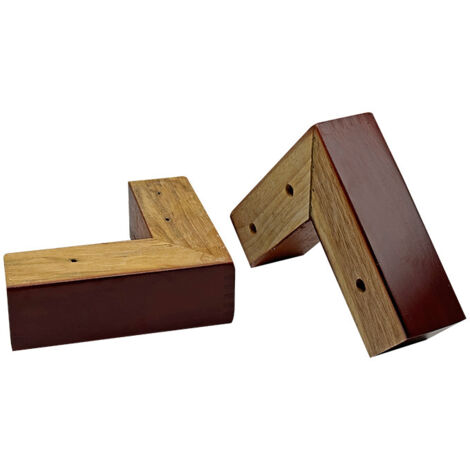 Pieds de meuble en bois massif – Hauteur 5 cm – Forme en L – Lot de 2 – Patins en caoutchouc pour protection sol - BOIS 2 PO
