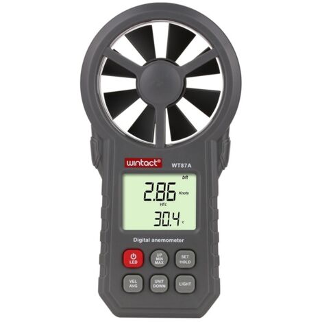 Anémomètre numérique, débitmètre d'air portable, appareil de mesure CFM pour ventilateur CVC/tir/drone, anémomètre de débit d'air avec capteur de température du vent/humidité, noir