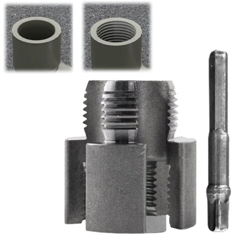 Outil de filetage de tuyau en PVC, outil de filetage interne et externe intégré pour perceuse électrique, kit d\'enfile-aiguille pour plomberie et plombier professionnel 1,27 cm et 1,9 cm (1,9 cm) (1/4)