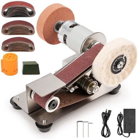 Ponceuse à bande électrique 100mm – Moteur cuivre puissant 4000-9000 tr/min – Affûtage multi-angle pour métal et bois – Table réglable