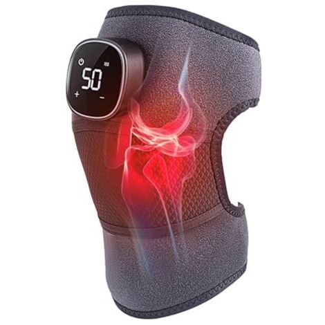 Masseur de Genou Chauffant, Genouillère avec Massage, Vibrations Chauffantes Réglables et Cycliques, Genouillère Entièrement Chauffée 3D pour Masseur de Genou, d'épaule et de jambe
