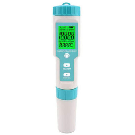 Testeur de salinité de piscine Compteur de pH et de salinité d\'eau salée Numérique 5 en 1 Testeur de pH et de salinité de piscine Compteur de salinité pour piscine, bain à remous et spa de nage
