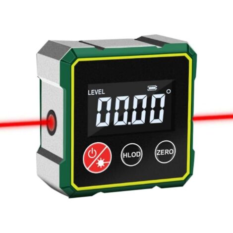 Rapporteur d'angle numérique magnétique – Niveau laser avec écran LCD rotatif – Fonction magnétique pour surfaces métalliques – Modes relatifs et absolus