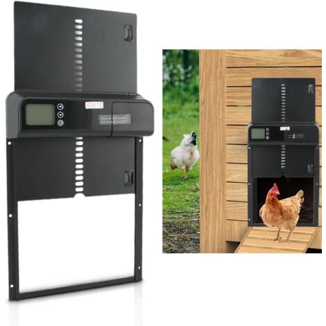 Ymyny – Porte automatique de poulailler – Alliage d'aluminium IP45 – Étanchéité résistante aux intempéries – Affichage LED programmable