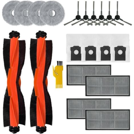 Kit d'accessoires pour aspirateur robot Dreame L10s Pro Ultra Heat X30 – 20 pièces – 2 brosses principales, 4 filtres, 6 brosses latérales, 4 balais à franges