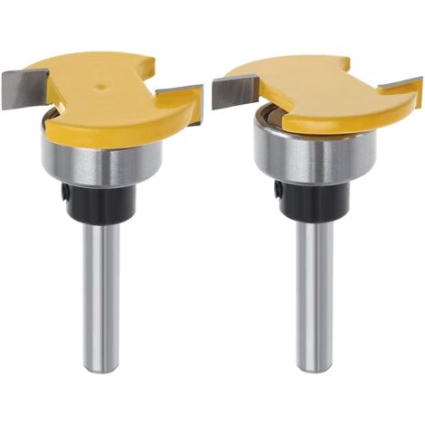 Lot de 2pcs Fraises à Bois à Biscuits à Tige 6mm avec Fraise à Rainure en T Fraise à Rainurer Outil de Travail du Bois pour Bibliothèque 4mm et 6x6.35mm