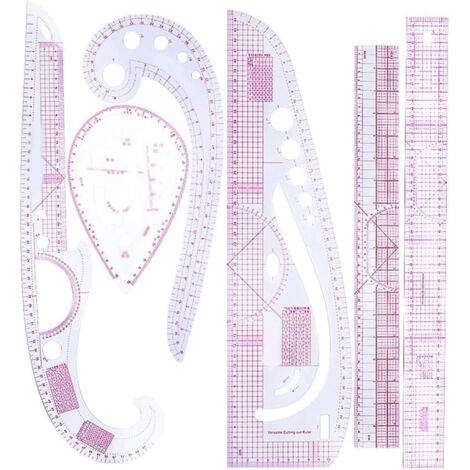 Règle de courbe française 6 pièces – Échelle précise – PVC flexible et durable – Pour création de vêtements sur mesure