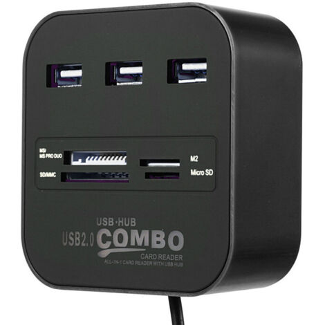 Lecteur de carte multifonction pour ordinateur usb, hub 7 en 1, caméra tout-en-un, séparateur de carte SD/TF/MS/M2 (1/3)