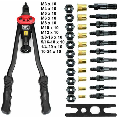 M3-M12 Ensemble d\'outils de rivetage Kits de rivetage d\'écrou Accessoires d\'insertion d\'écrou de rivet (1/5)