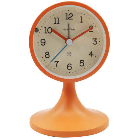 Métal Reveil Vintage Silencieux, avec Support Amovible,Réveil Matin Analogique, Ancien Horloge de Chevet sans Tic-tac pour Bureau Chambre Table(orange) (1/5)