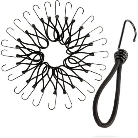 25 Pièces Tendeurs Elastique avec Crochets, Tendeur Crochet Bache, Caoutchouc de Bâche Professionnel, Cordons Élastiques Courts avec Crochets (1/5)