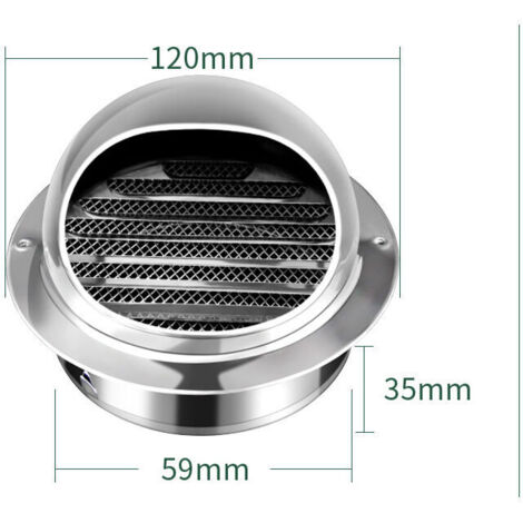 Grille de ventilation, grille de ventilation de l\'aérateur d\'air du tuyau d\'échappement rond en acier inoxydable, avec moustiquaire (60 poli plus épais) (1/5)