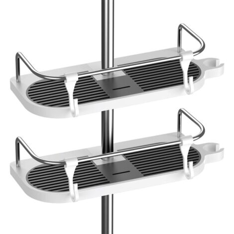 2PCS Sans Perçage Étagère de Douche pour Rail de Douche - Support D'organisateur de Salle de Bains pour le Shampooing, Adapte le Rail de 19mm - 25mm (1/4)