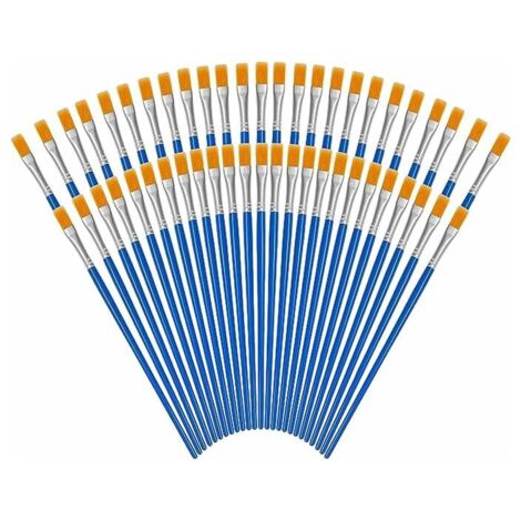 Pinceaux Peinture Bleus (Lot de 50) - Pinceaux Acrylique, Aquarelle et Huile en Poil de Nylon avec Manche en Plastique - Petit Pinceau Peinture Fin et Plat - Art et Artisanat (1/5)