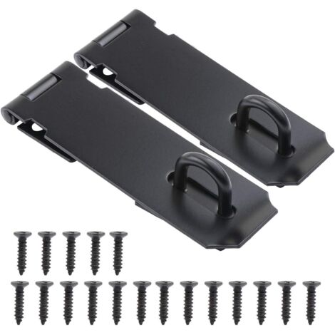 Lot de 2 loquets à cadenas en acier inoxydable de 127 mm ,loquet robuste et agrafe avec vis, fermoir de porte, verrou de portail, abri de jardin, cadenas agrafe, noir-Fei Yu (1/5)