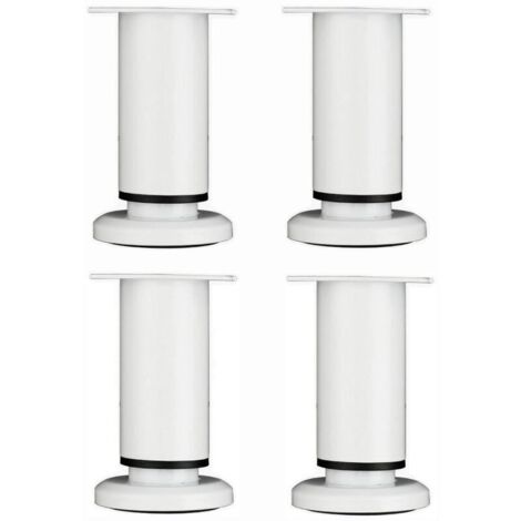 4 Pièces Pieds de Meubles Réglables 12cm Blanc Jambe de Table Rond en Métal pour Canapé Armoire Lit avec Vis (1/5)