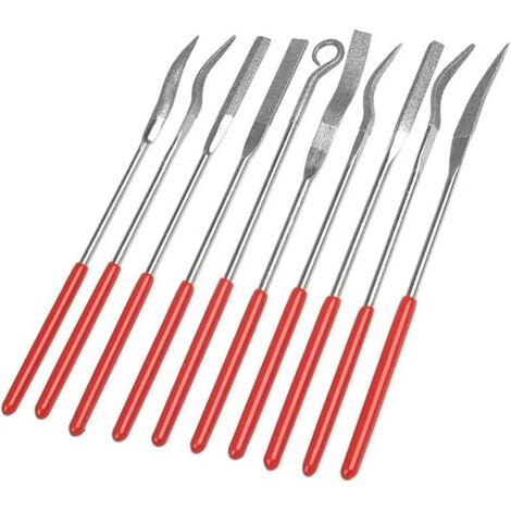 Lot de 10 mini limes à aiguilles diamantées, outil à main pour la sculpture sur bois, bijoutier, verre, roche, carbure, platine (1/5)