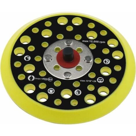 Support de 125 mm 5\" compatible avec Mirka Ceros/Deros 44 trous, fixation de filetage 5/16, ponceuse, support à crochet et boucle, accessoires pour outils électriques (non original) (1/5)