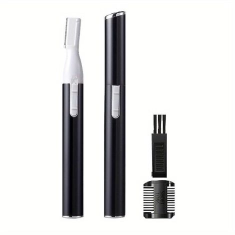Tondeuse à sourcils améliorée, rasoir à sourcils électrique de précision Funstant pour femmes, épilateur facial à piles avec peigne, aucune sensation de tiraillement (1/3)