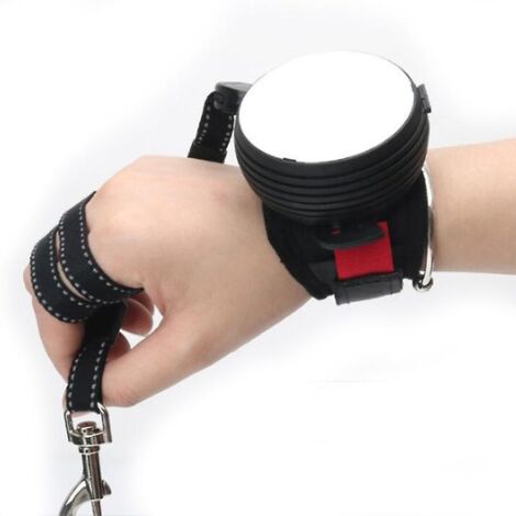 Laisse rétractable pour chien en nylon réfléchissant automatique rétractable avec sangle de traction au poignet, légère, idéale pour la randonnée, convient aux petites et moyennes tailles