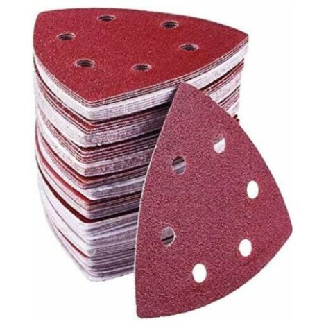Pack de 72 triangles de ponçage - 6 trous - 90 x 90 x 90 mm - Grain 40/60/80/120/180/240 - Triangles de ponçage pour ponçage et polissage