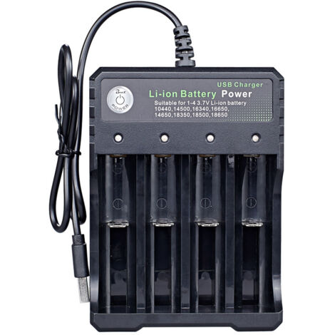 Chargeur de Batterie 18650 Universel Chargeur de Piles avec Indicateur LED 4 Slot USB Chargeur Pile pour Li-ION Pile au Lithium (1/5)