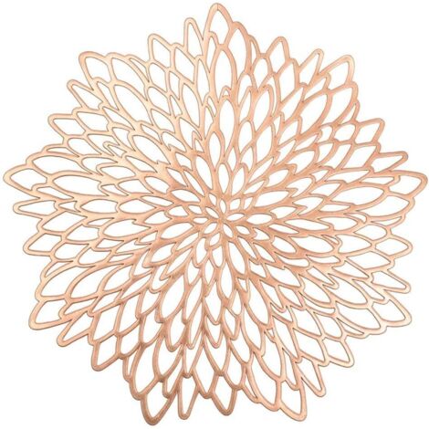 Set de Table Rond évidé, 6 pièces Set de Table Rose doré métallisé Set de Table antidérapant Tapis de Protection (Rose doré)-Fei Yu (1/5)