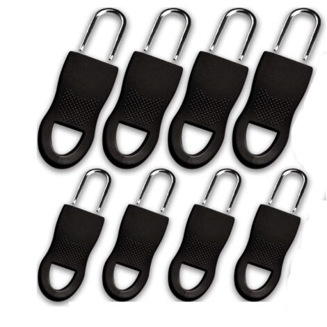 INF Tirette pour glissière à fermeture éclair, lot de 8, noir (1/5)