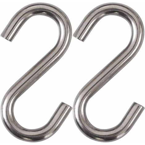 Lot de 2 Crochets en S en acier inoxydable 304 robustes Crochets en S pour balançoire de hamac de 7,6 cm Crochets utilitaires de qualité industrielle (1/5)