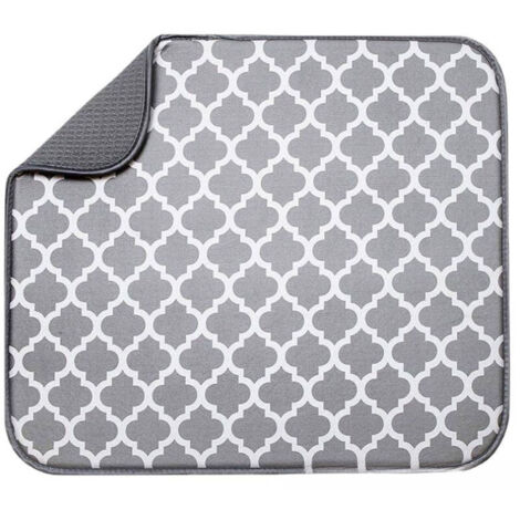 Tapis égouttoir en microfibre pour égouttoir de cuisine, tapis de séchage super absorbant à séchage rapide, 30 x 40 cm, Gris foncé (1/5)