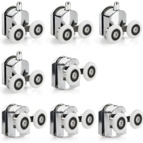 Linghhang – Lot de 8 roulettes de porte de douche 25mm – Alliage de zinc résistant à la corrosion – Installation rapide – Doublées pour glissement fluide (1/5)